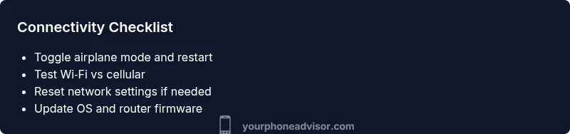 Checklist infographic showing steps to fix phone connectivity
