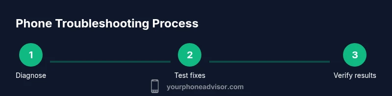 Three-step phone troubleshooting process infographic