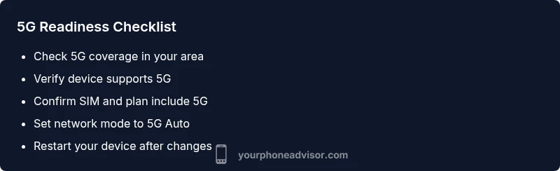 Checklist for switching from LTE to 5G on a smartphone