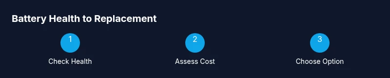 Infographic showing steps to check battery health and replacement