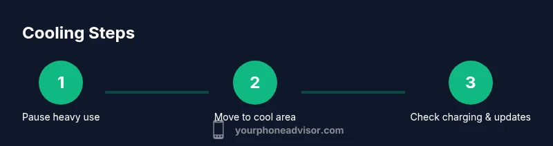 Process infographic showing cooling steps for a hot smartphone