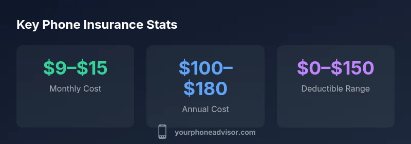 Infographic showing typical monthly cost, annual cost, and deductible for phone insurance.