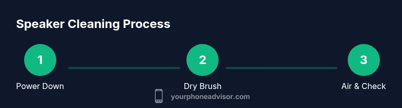 Infographic of a 3-step process to clean a phone speaker