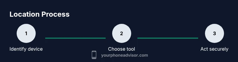 Process diagram showing steps to locate a phone using built-in tools