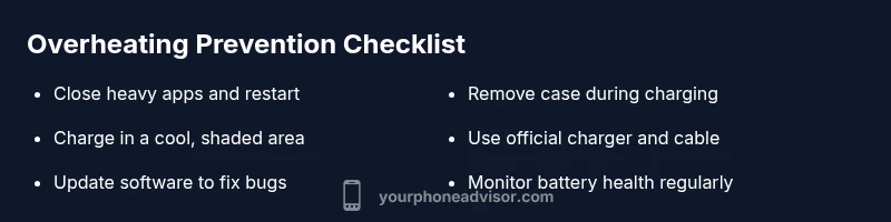 Checklist infographic for preventing smartphone overheating