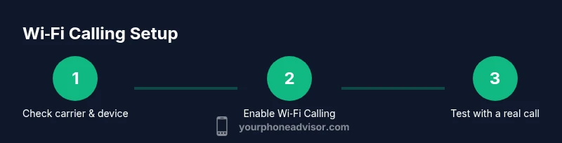Infographic showing three steps to enable Wi‑Fi Calling on iPhone and Android