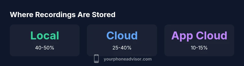 Infographic showing local vs cloud storage locations for call recordings