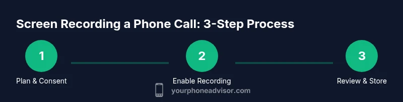 Three-step process for screen recording a phone call
