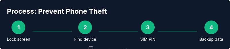 Infographic showing a 4-step process to prevent phone theft