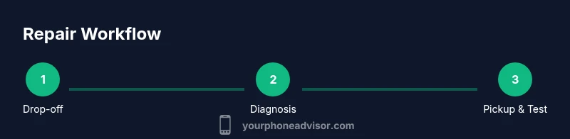 Process flow showing drop-off, diagnosis, and pickup steps in a mobile phone repair shop